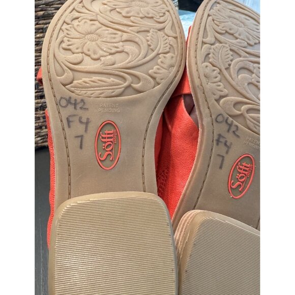 Sofft Fallon Size 7 Leather Slide Sandals Red Coral - Picture 10 of 13